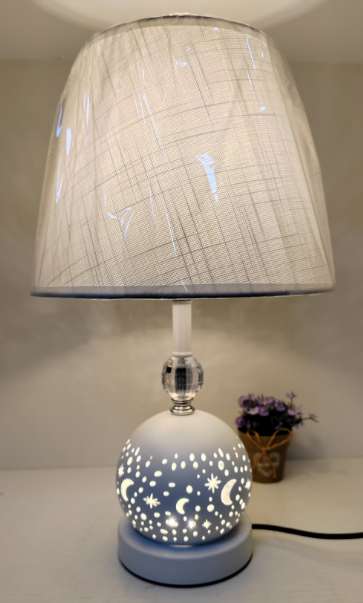 星空台灯美式简约陶瓷台灯卧室床头灯浪漫温馨个性创意客厅书房开关台灯 