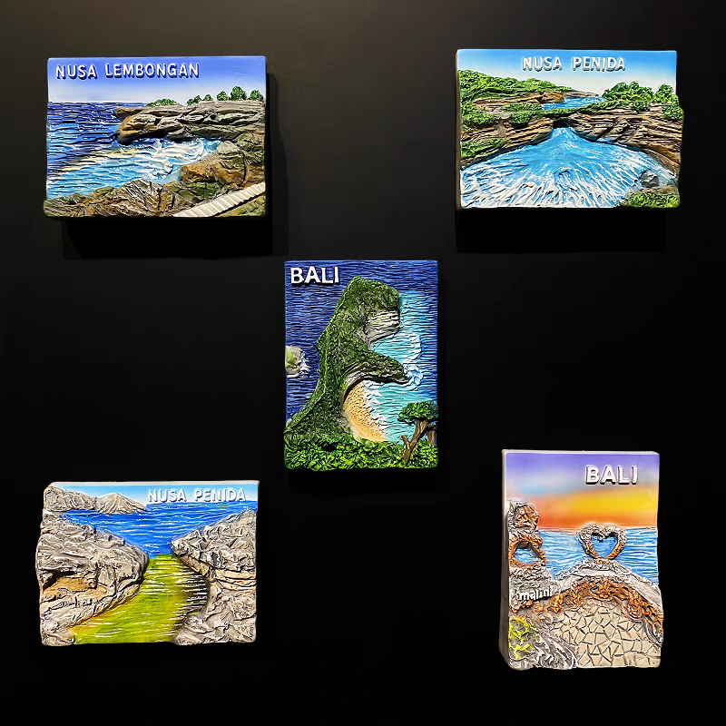 印尼浪漫巴厘岛佩尼达岛蓝梦岛精灵坠崖恶魔的眼泪旅游纪念品创意性树脂工艺品磁力冰箱贴伴手礼