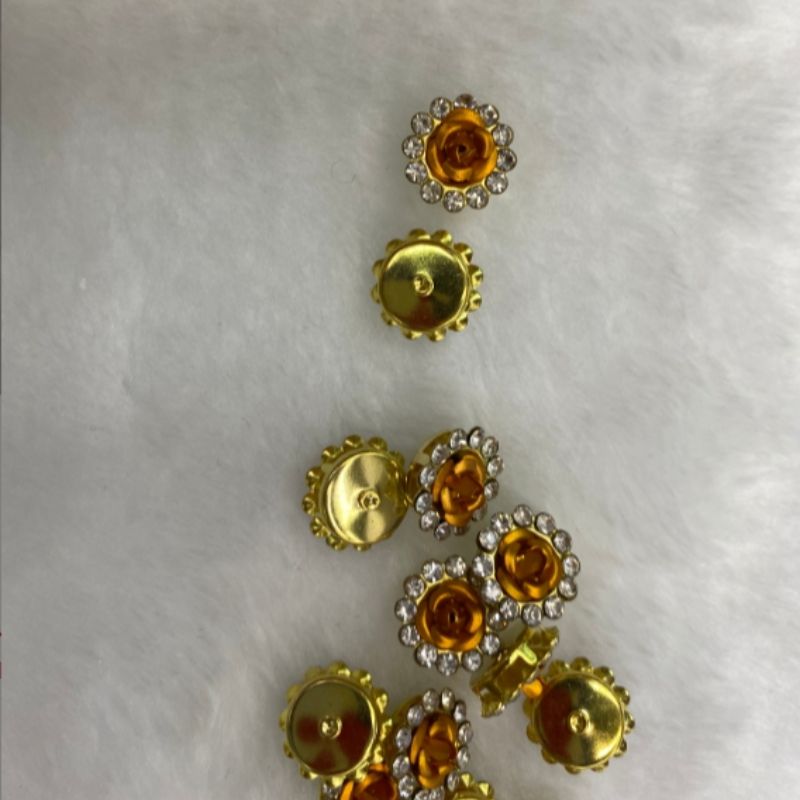 水钻边牡丹花型金属包边扣饰品配件