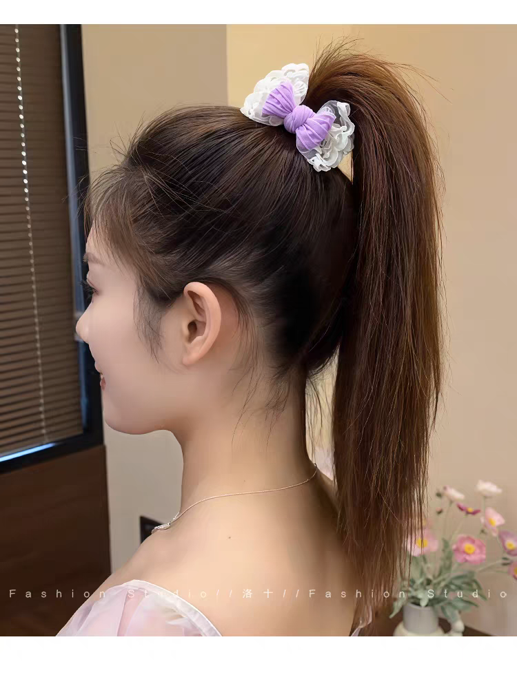 多巴胺蕾丝蝴蝶结发圈扎头绳女2025新款高弹力耐用发绳橡皮筋头饰头饰皮筋发饰详情图7