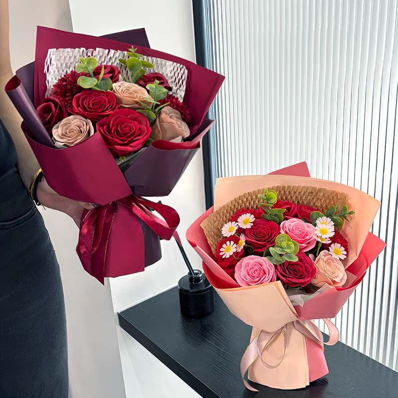 创意香皂花束工艺品 永生花礼物 情人节香皂片礼品 皂花创意礼品送女友爱人妈妈长辈儿童香皂工艺礼品永生花礼物情人节花束皂花详情图10