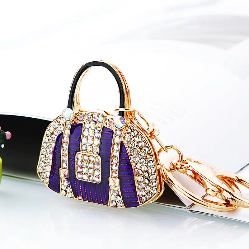 镶钻小挎包汽车钥匙扣金属可爱女包挂件挂饰钥匙链圈创意商务礼品钥匙扣钥匙扣配件钥匙链