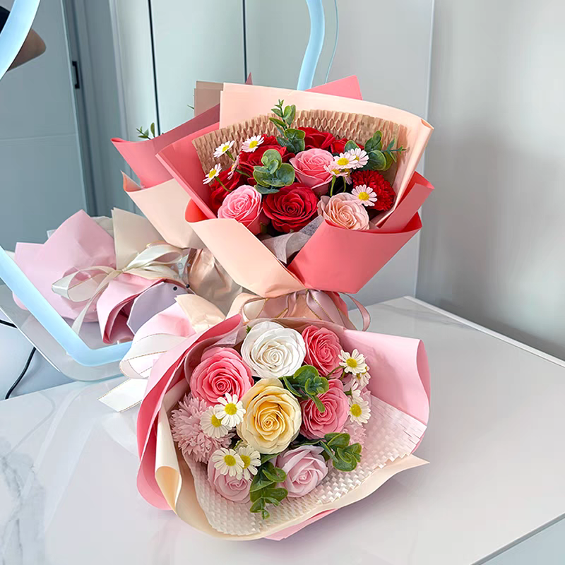 创意香皂花束工艺品 永生花礼物 情人节香皂片礼品 皂花创意礼品送女友爱人妈妈长辈儿童香皂工艺礼品永生花礼物情人节花束皂花详情图9