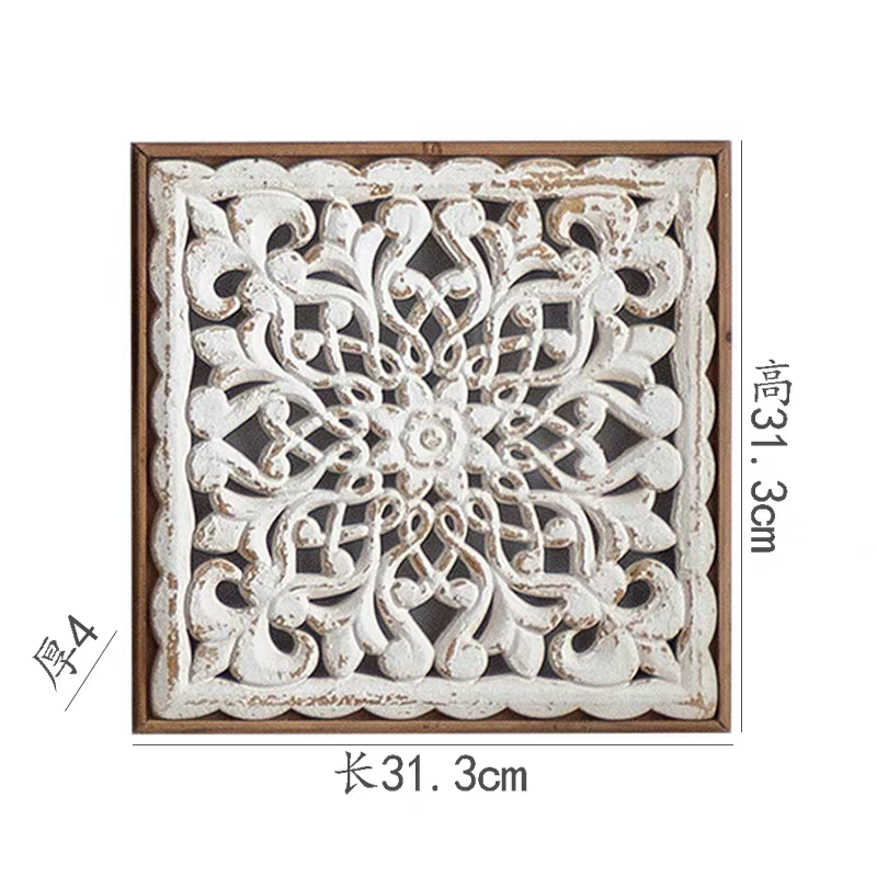 MDF material retro carved wall hanging circular art wall decoration European-style living room entrance wall decoration three-dimensional relief design pic 3