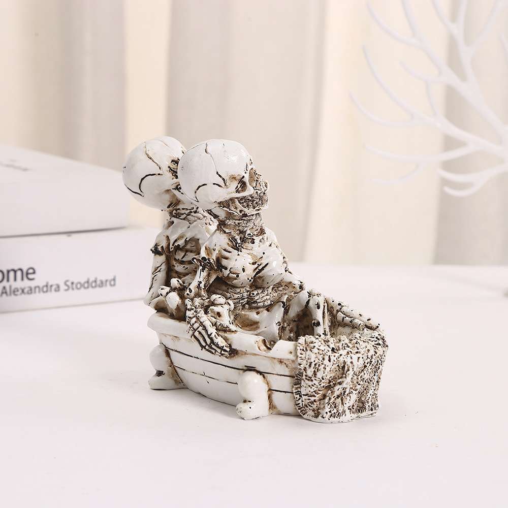 跨境新品厨房客厅摆件万圣节骷髅头树脂摆件骷髅鬼节桌面玄关摆设装饰礼品摆件小摆件树脂细节图