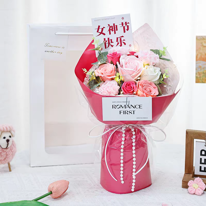 创意香皂花束工艺品 永生花礼物 情人节香皂片礼品 皂花创意礼品送女友爱人妈妈长辈儿童香皂工艺礼品永生花礼物情人节花束皂花产品图