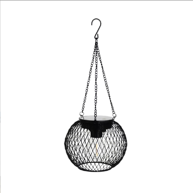 Solar-powered iron lanterns, retro net chandeliers, outdoor garden and courtyard decorations, hollowed-out lanterns, super bright Item Picture