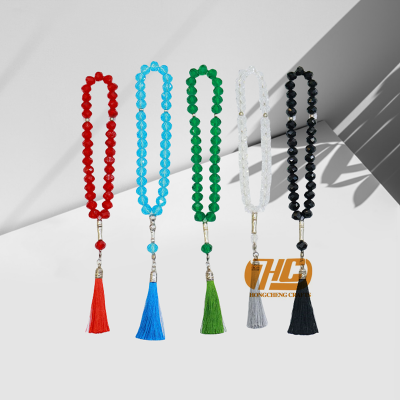 水晶扁珠33颗10厘伊斯兰回族念珠手持祷告串珠穆斯林念珠跨境直销