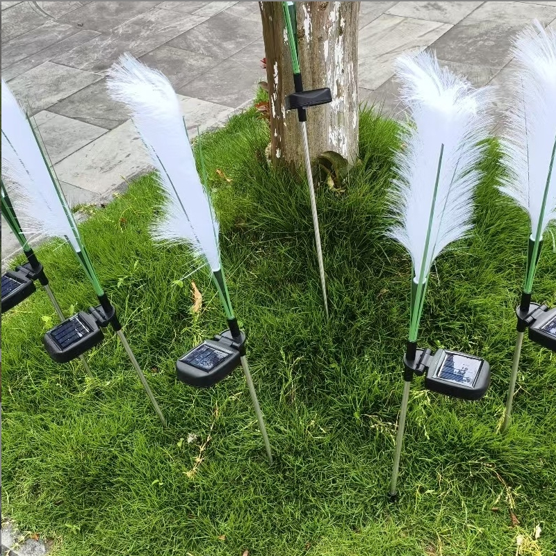 Cross-border outdoor solar optical fiber reed ground insertion simulation reed landscape courtyard decorative lights and reed lighting lights
