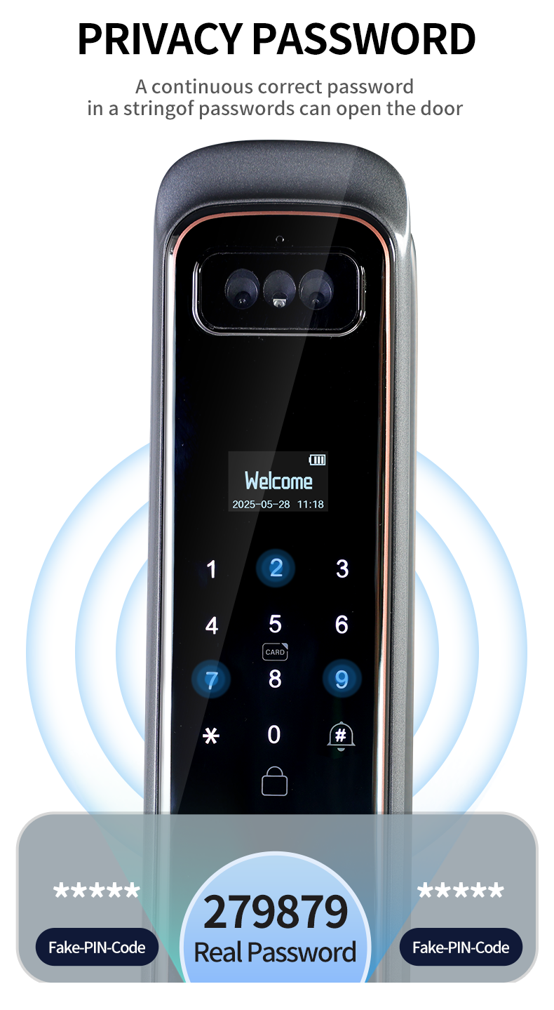 Cross-border graffiti fingerprint lock, facial recognition smart fingerprint lock, fully automatic visual cat eye graffiti fingerprint lock pic 7