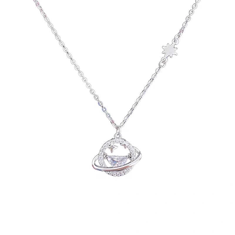 S925纯银星球项链轻奢小众高级感锁骨链2025年新款生日礼物配饰女微镶锆石吊坠配件微镶锆石吊坠配件微镶锆石吊坠配件产品图