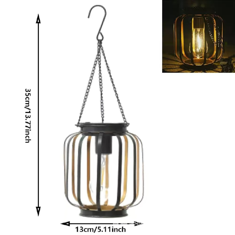 Solar-powered iron lanterns, retro net chandeliers, outdoor garden and courtyard decorations, hollowed-out lanterns, super bright Application Scenario