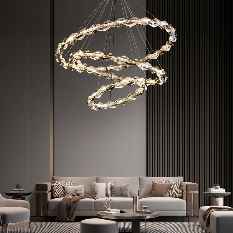 Light luxury crystal chandelier, living room lamp, modern and simple circular dining room lamp, bedroom lamp, 2022 new style lighting fixtures Specification image