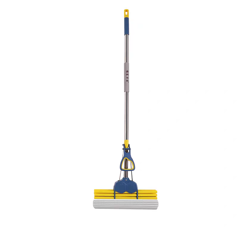 38cm extended three-row roller, hand-washable sponge mop, household one-mop clean, absorbent rubber cotton mop, enlarged cotton head mop details Picture