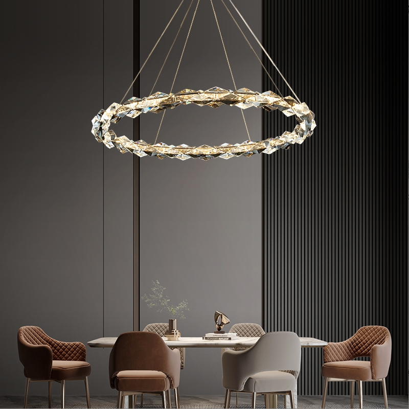 Light luxury crystal chandelier, living room lamp, modern and simple circular dining room lamp, bedroom lamp, 2022 new style lighting fixtures