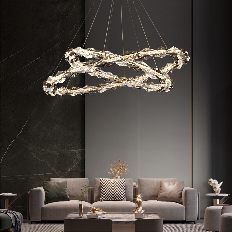 Light luxury crystal chandelier, living room lamp, modern and simple circular dining room lamp, bedroom lamp, 2022 new style lighting fixtures details Picture
