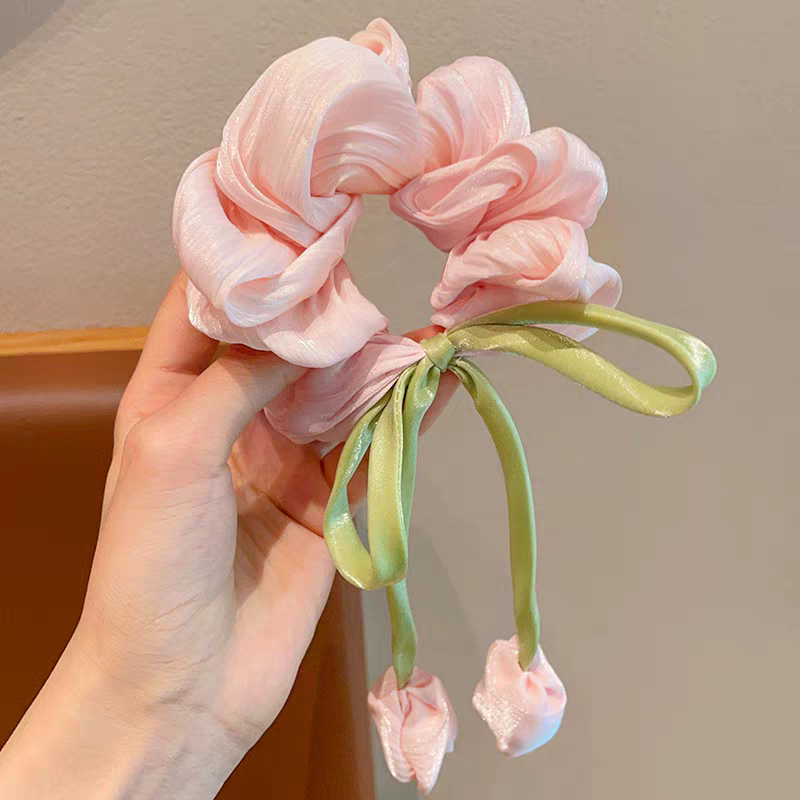 National Trend series Children's tulip flower large intestine hair band 2025 New Girls' bun hair rope Ribbon hair accessory detail image 6