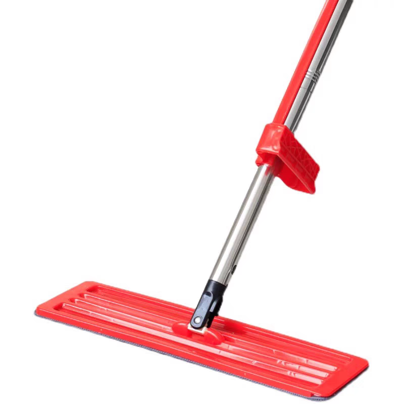 Red large-sized and thickened stick hand-free flat mop, lazy person's water-squeezing and water-scraping mop