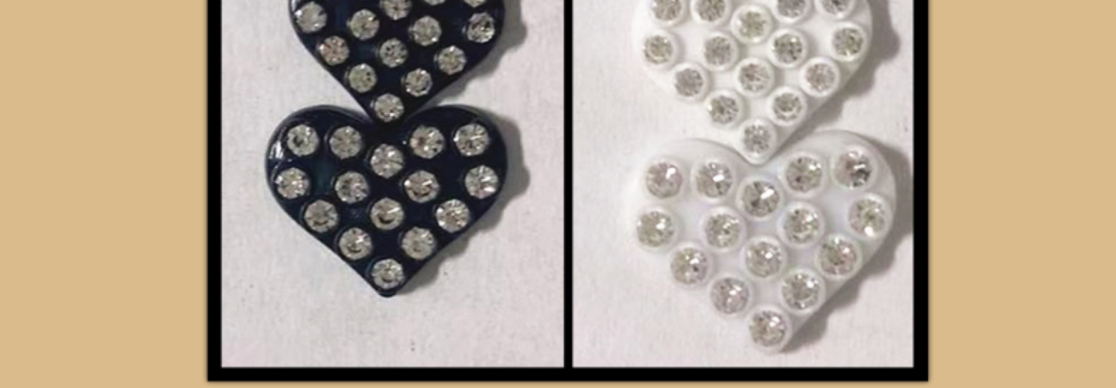 黑白平面点钻尼龙平底桃心粘贴头饰耳钉搭配用饰品配件详情6