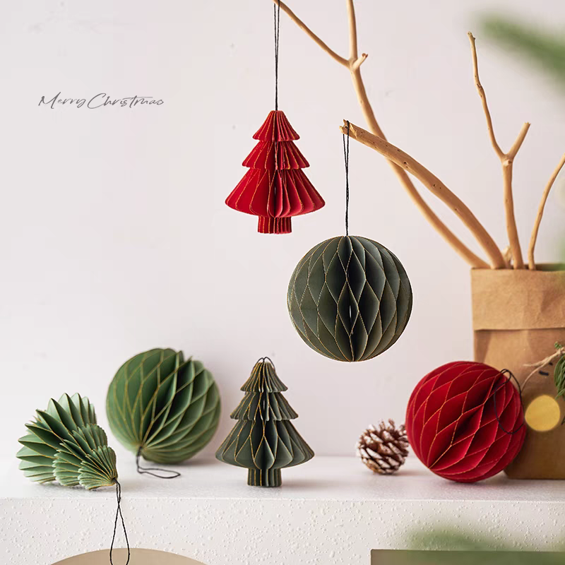 装饰蜂窝圣诞节室内装饰品挂件。白底实物图