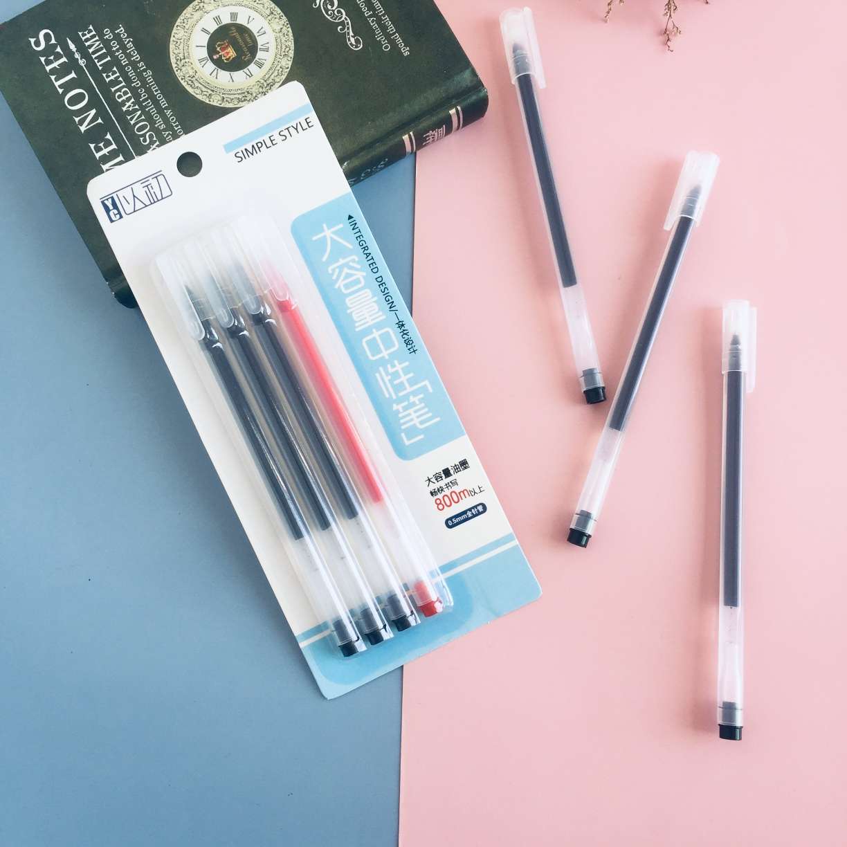 Juneng Writing gel Pen, large-capacity 0.5mm black needle tube signature pen, special straight liquid pen for student exams and office use details Picture