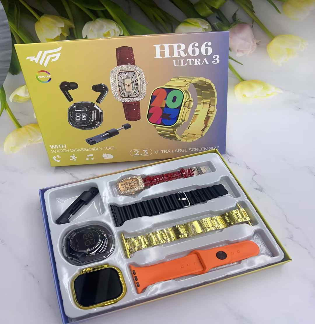 跨境新款智能手表圆屏搭配蓝牙耳机时尚机械表表带套装智能手表华强北详情7