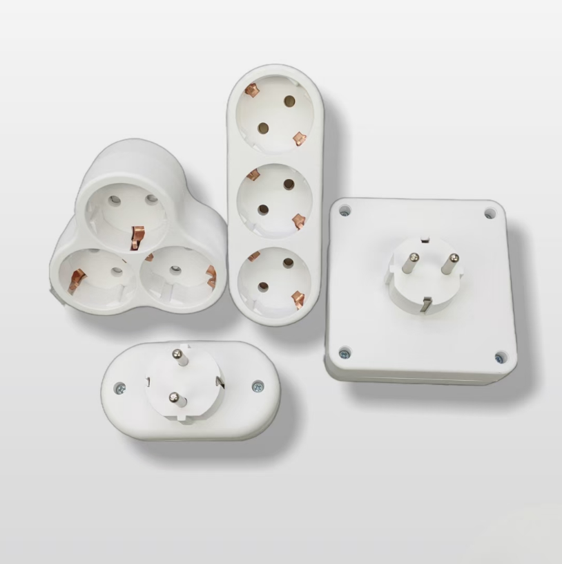 电工产品白色欧式深插转换插2位-4位和2USB转换欧插产品图