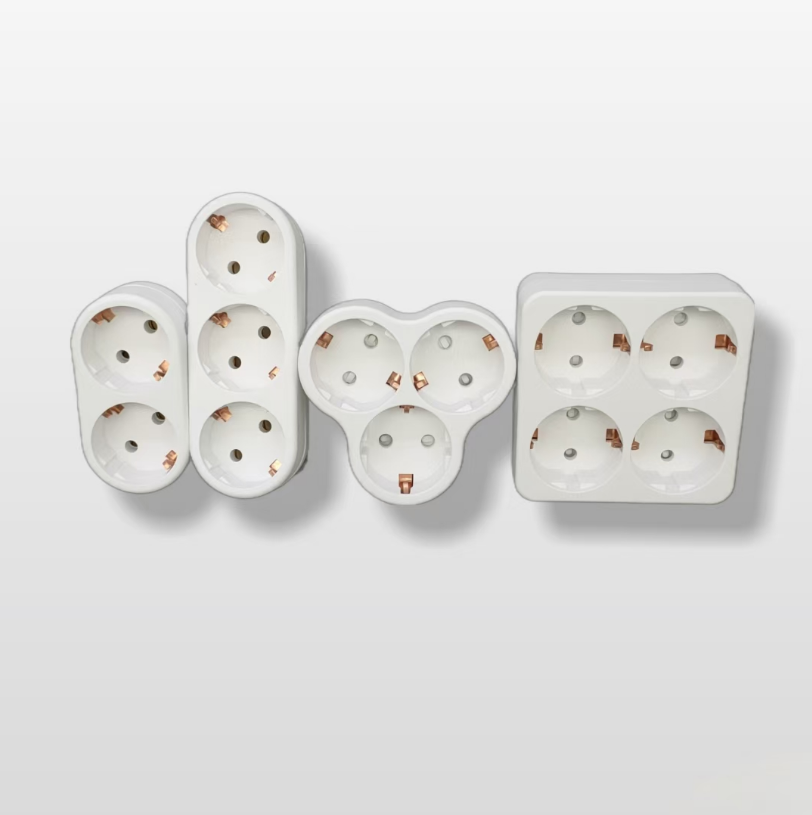 电工产品白色欧式深插转换插2位-4位和2USB转换欧插