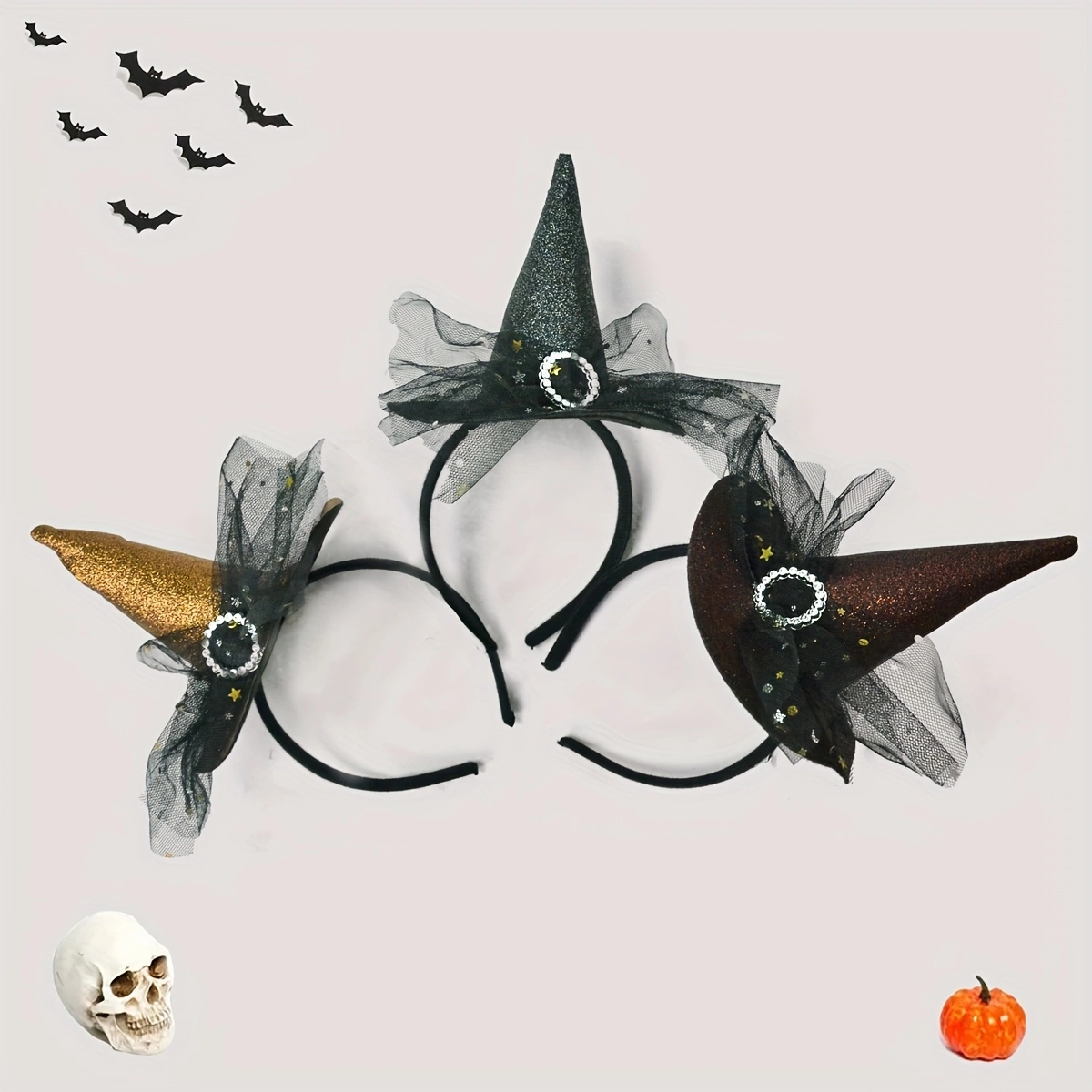 Halloween multi-color loose powder headband, witch hat headband, ball party costume, hair accessory, Ghost Festival carnival, gauze headband
