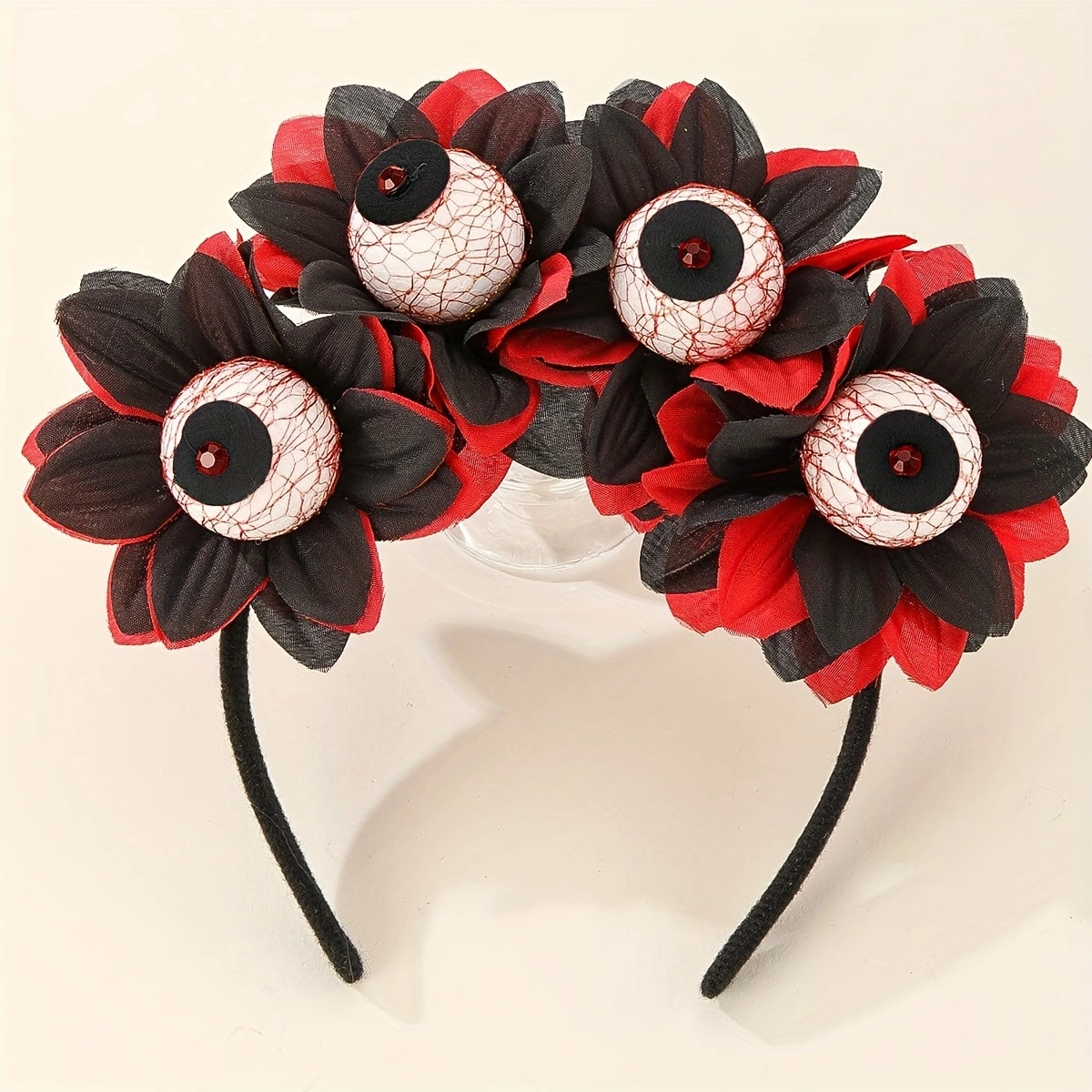 万圣节血红恶魔眼球恐怖眼珠子仿真花发箍 鬼节装扮cospla饰品鬼屋派对发箍