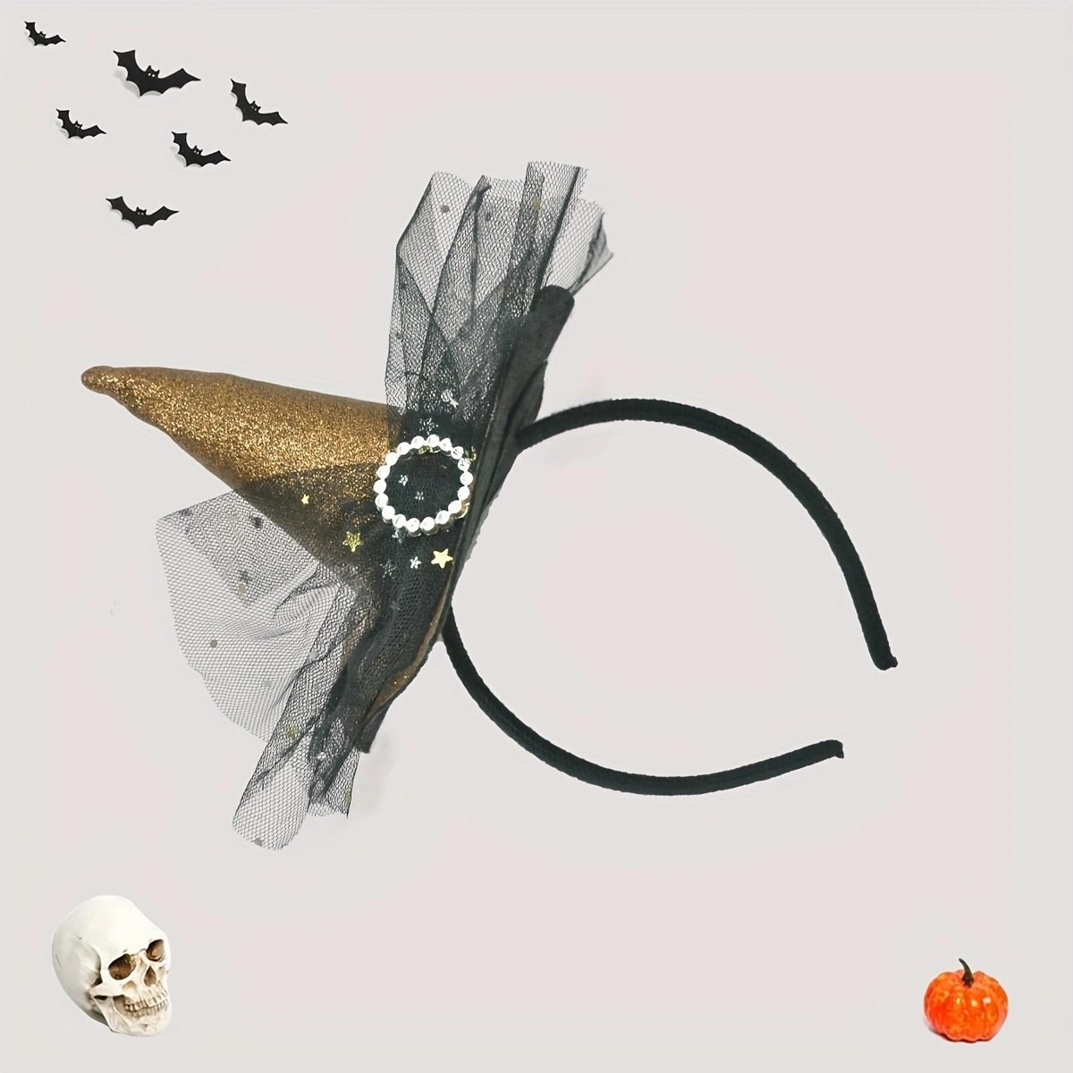 Halloween multi-color loose powder headband, witch hat headband, ball party costume, hair accessory, Ghost Festival carnival, gauze headband details Picture