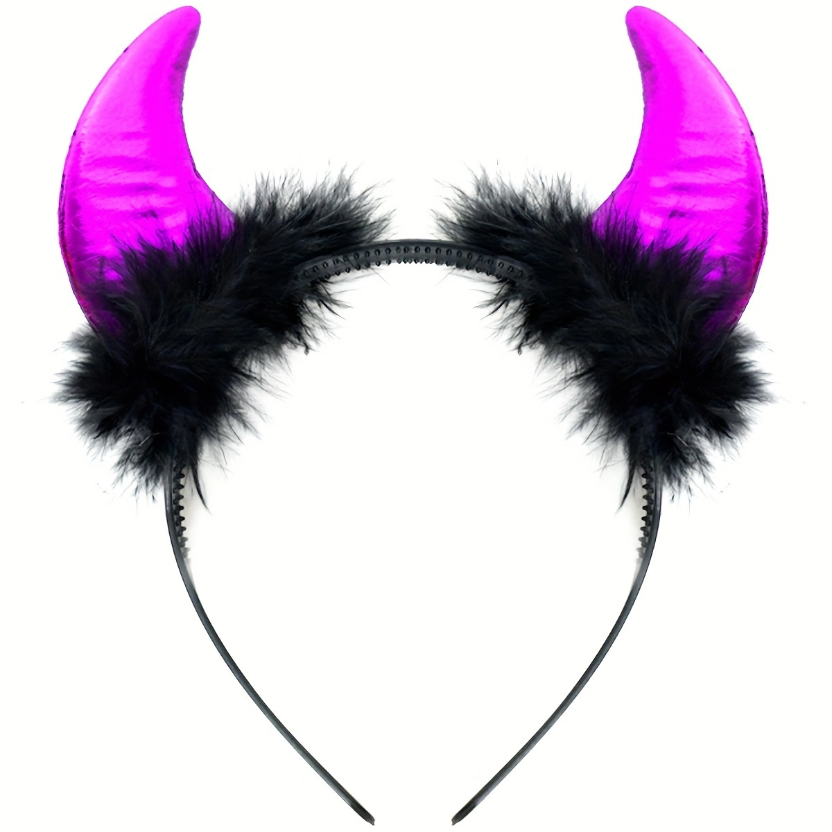 The Halloween gilded and shiny fabric devil feather horn headband is a perfect headwear for party outfits details Picture
