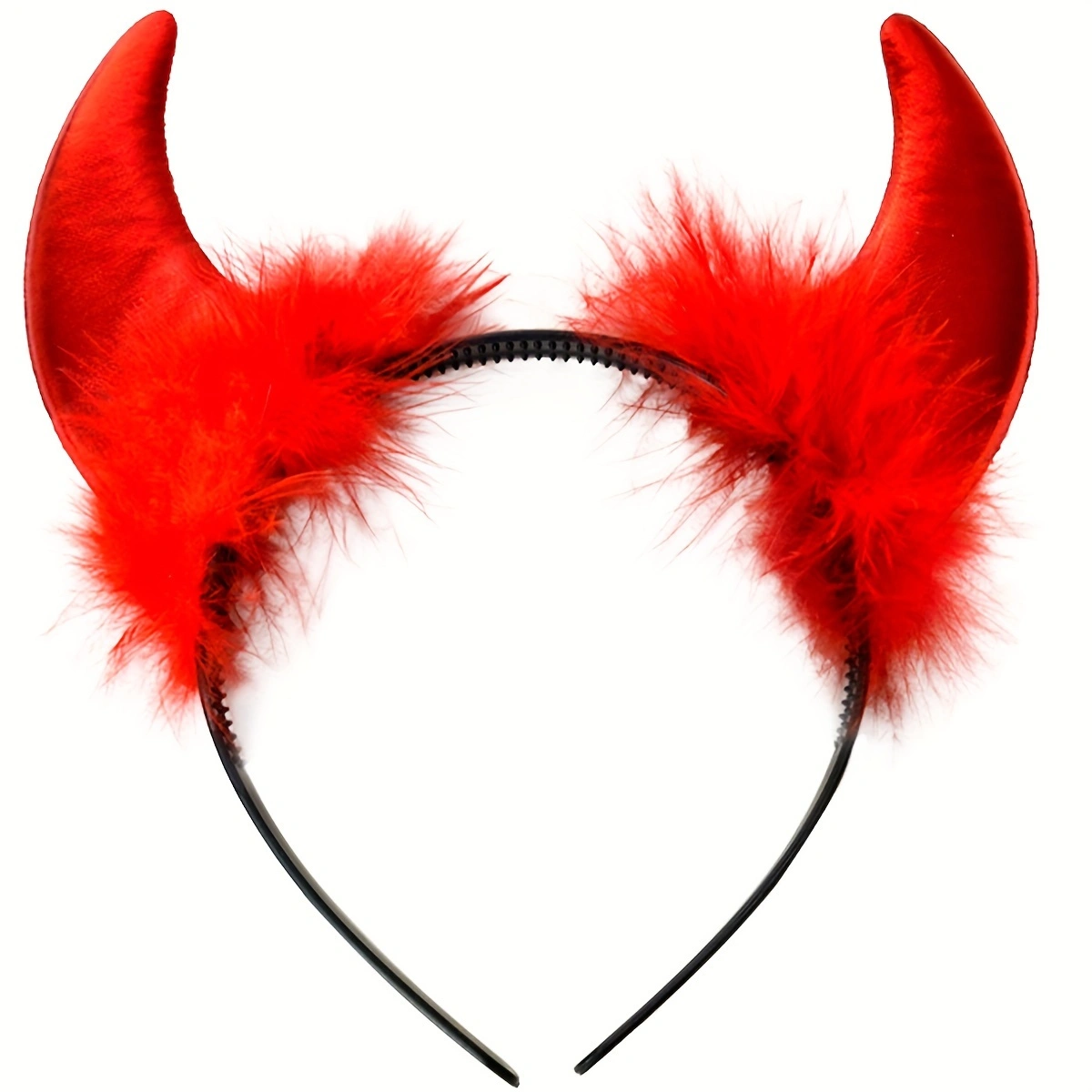The Halloween gilded and shiny fabric devil feather horn headband is a perfect headwear for party outfits Application Scenario