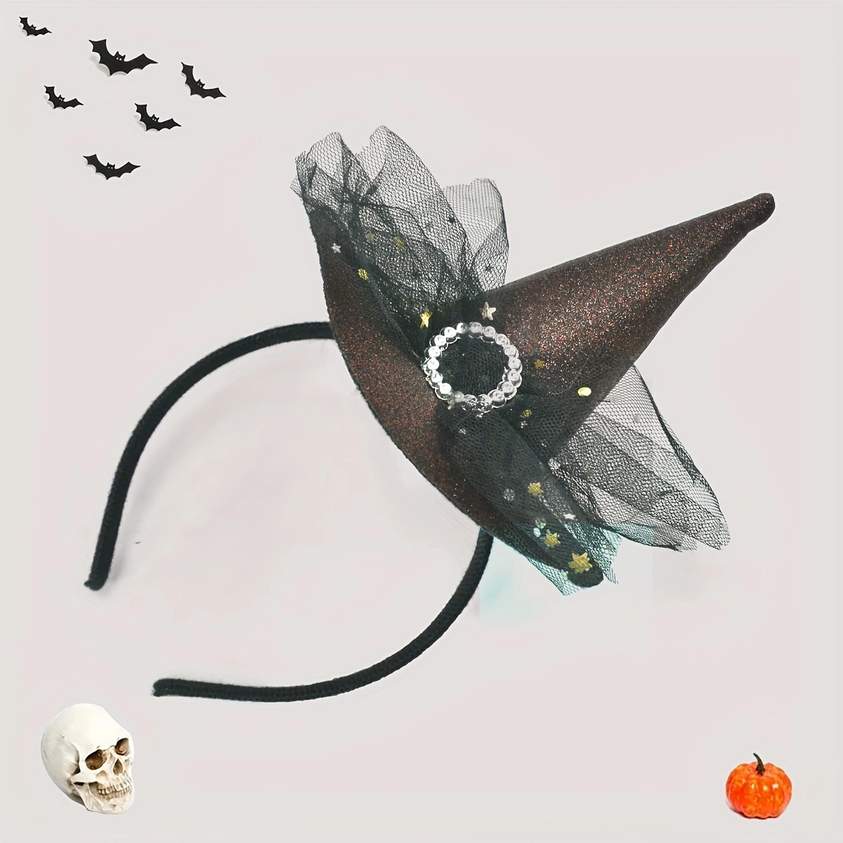 Halloween multi-color loose powder headband, witch hat headband, ball party costume, hair accessory, Ghost Festival carnival, gauze headband Specification image