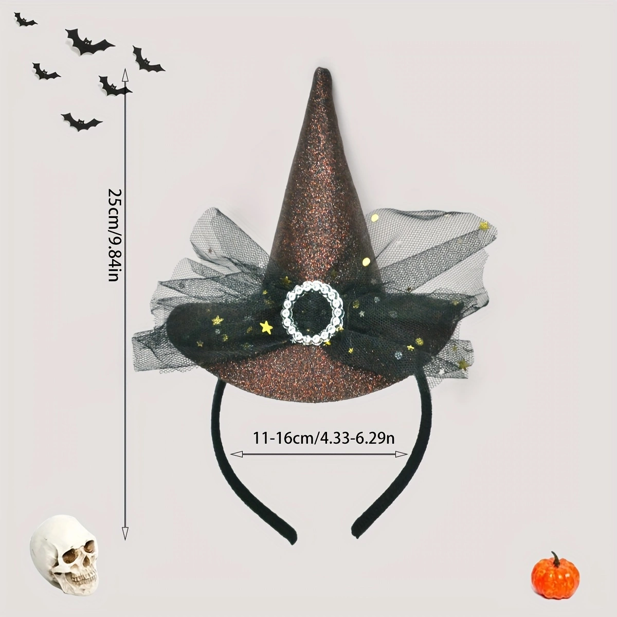 Halloween multi-color loose powder headband, witch hat headband, ball party costume, hair accessory, Ghost Festival carnival, gauze headband Item Picture