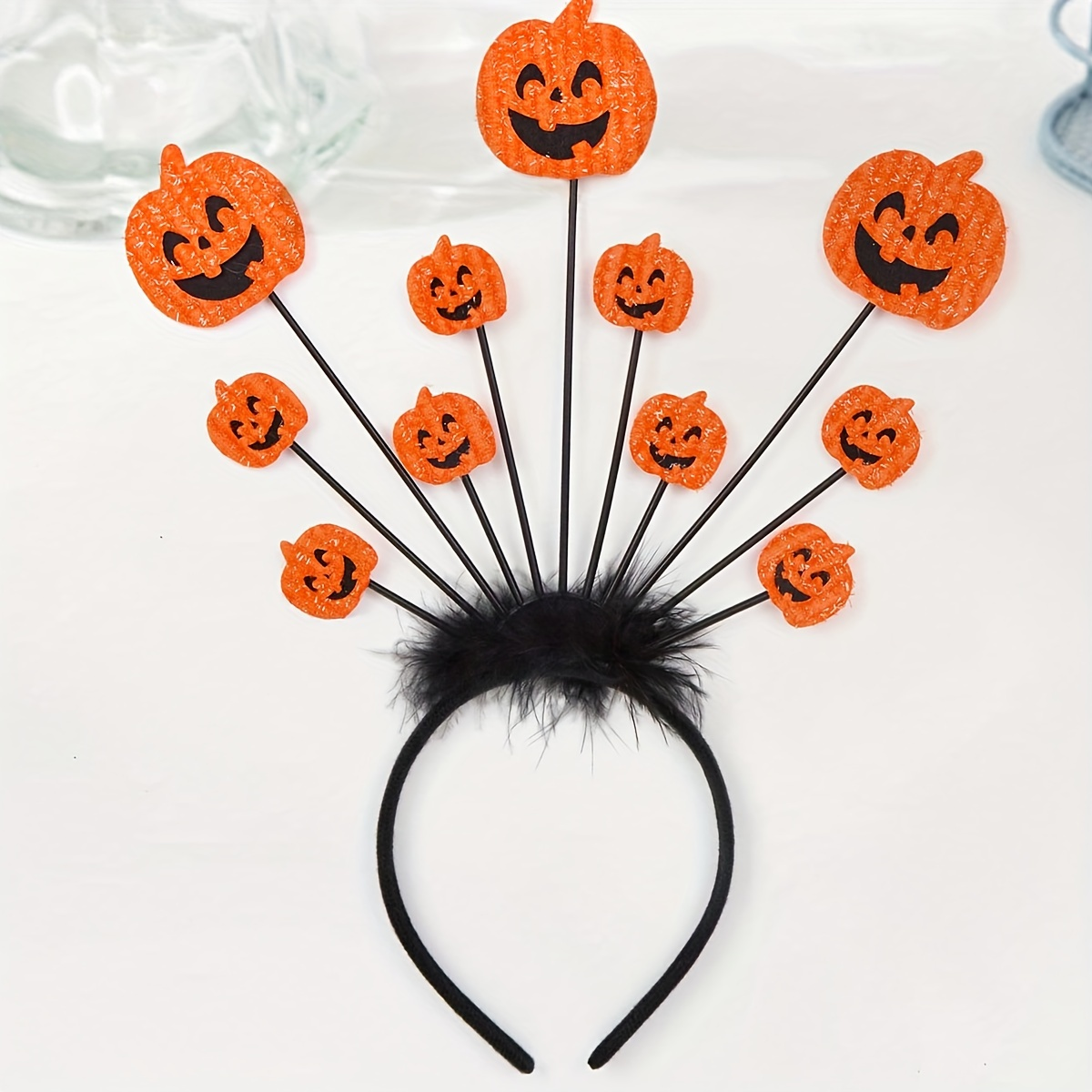 万圣节女士恶魔搞怪南瓜羽毛发箍狂欢派对节日装扮化妆舞会头扣