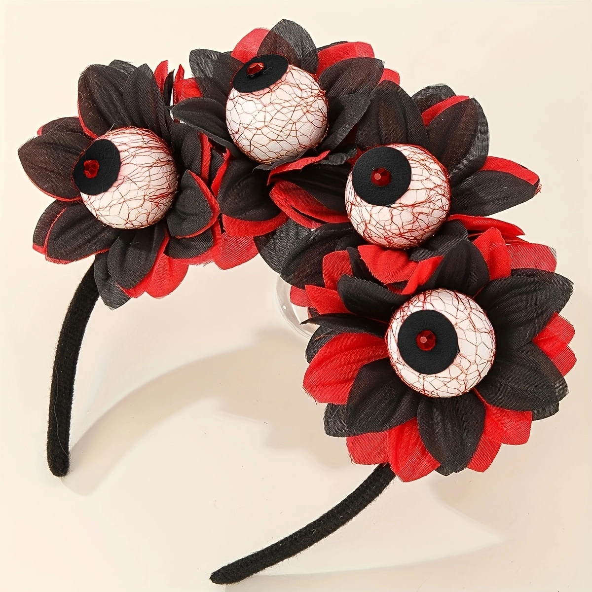 Halloween red devil eyeballs, terrifying eyeballs, simulated flower headbands, Ghost Festival costumes, cospla accessories, haunted house party headbands Specification image