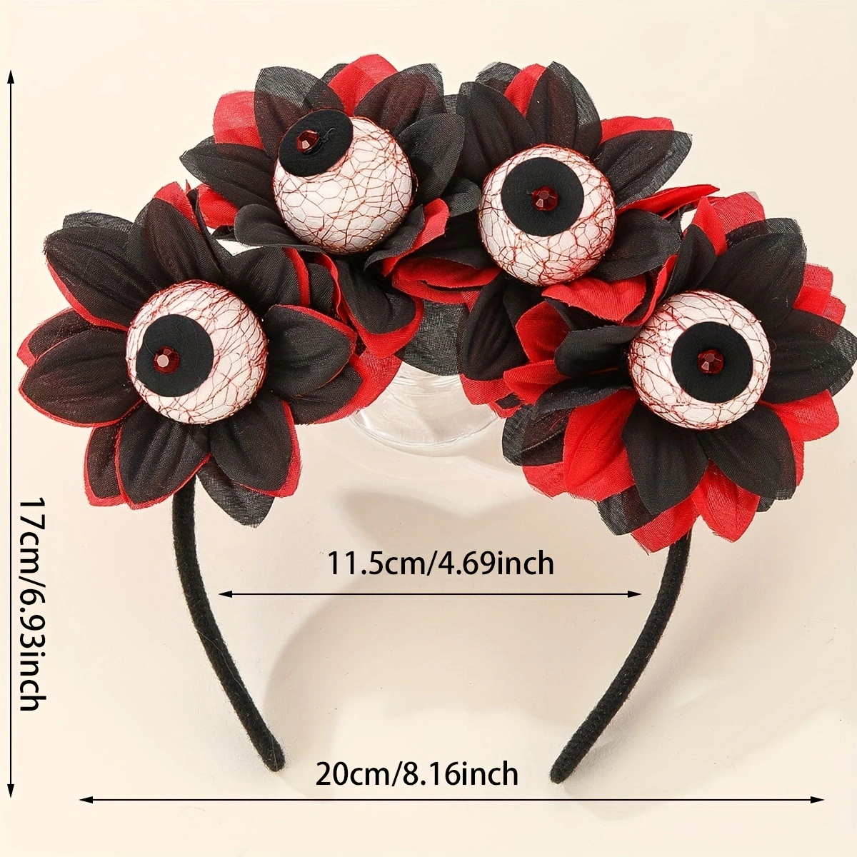 Halloween red devil eyeballs, terrifying eyeballs, simulated flower headbands, Ghost Festival costumes, cospla accessories, haunted house party headbands Application Scenario