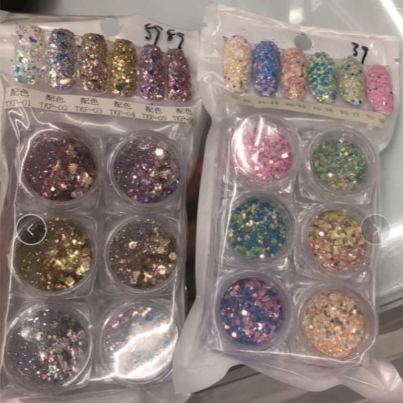 6圆盒 OPP美甲粉多色晶莹闪亮 外贸款