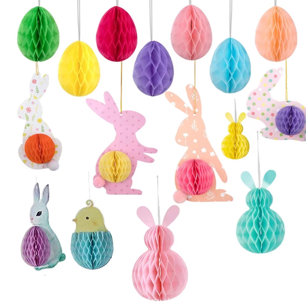 Flower balls, ribbon pendants, venue decoration props, party decorations, Easter honeycomb balls. Item Picture
