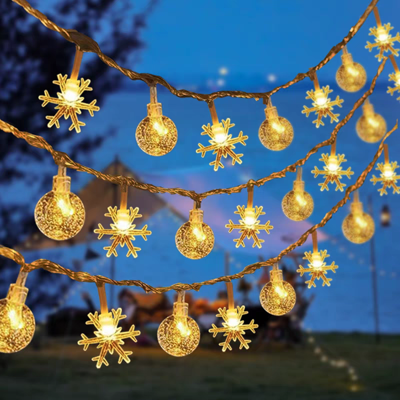 太阳能灯串庭院花园氛围灯户外防水灯带家用阳台圣诞装饰led彩灯6.5米30灯