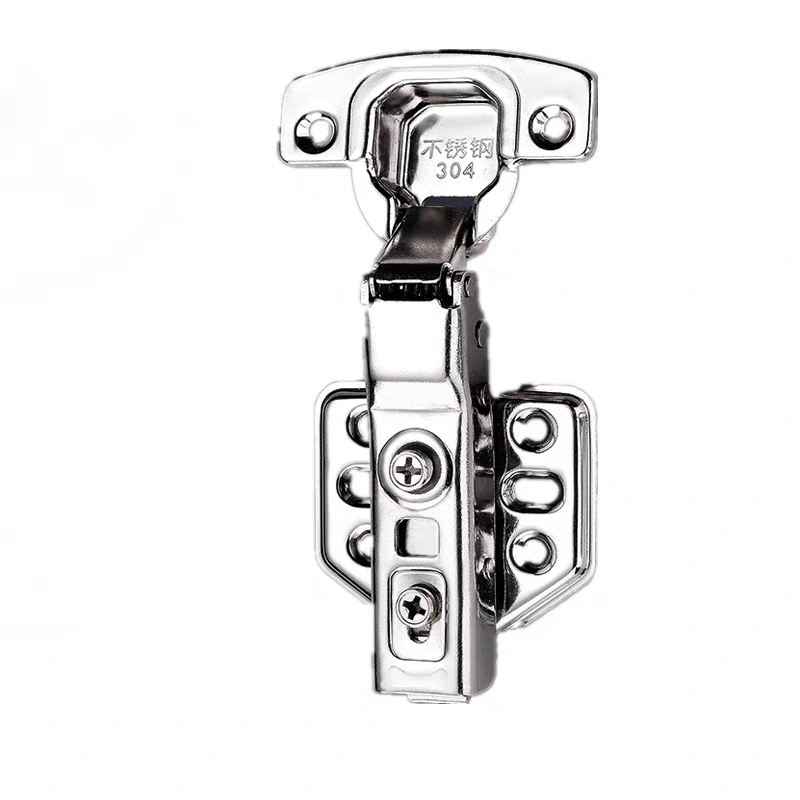 Hinge 304 stainless steel cabinet door, aircraft hinge, hydraulic buffer damping, plum blossom wardrobe, middle curved half-cover hinge detail image 2
