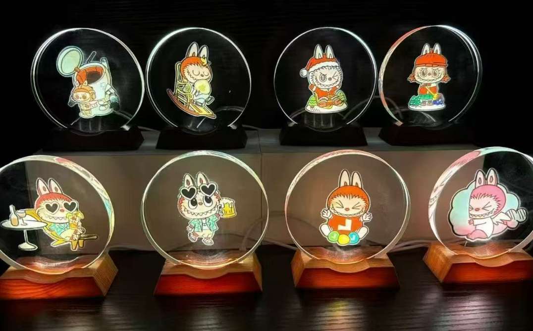 水晶球小夜灯、圆形球灯、扁形球、触摸球黑底、金色底小夜灯，工艺品详情图4