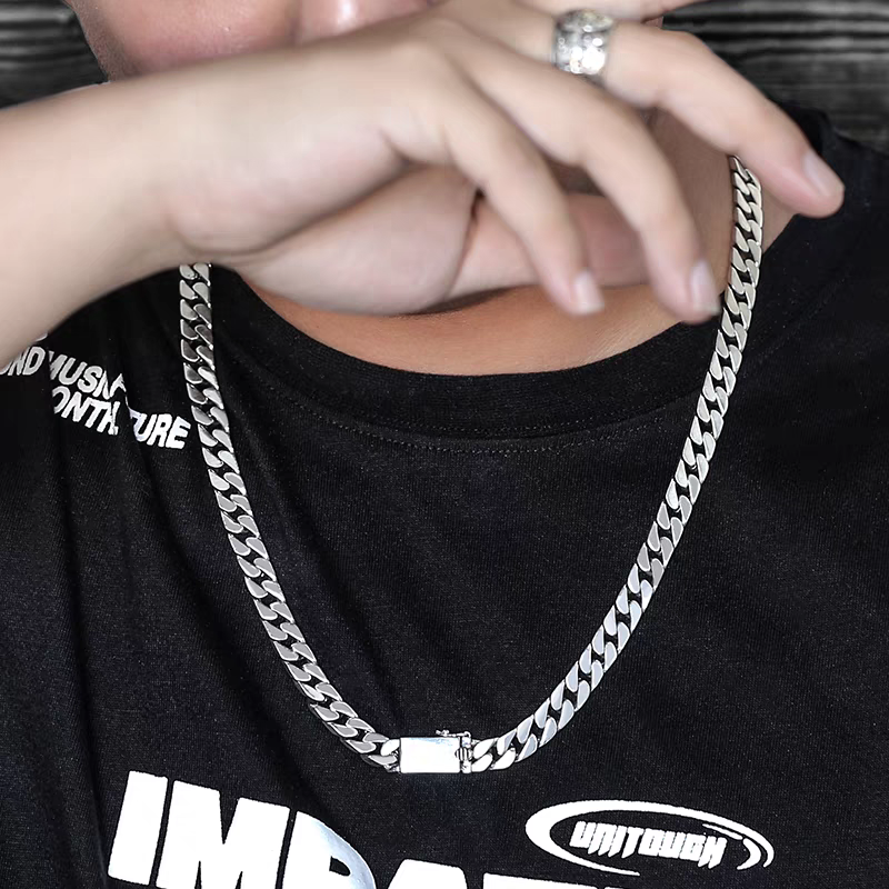 男士不锈钢链条项链古巴链义乌详情图2