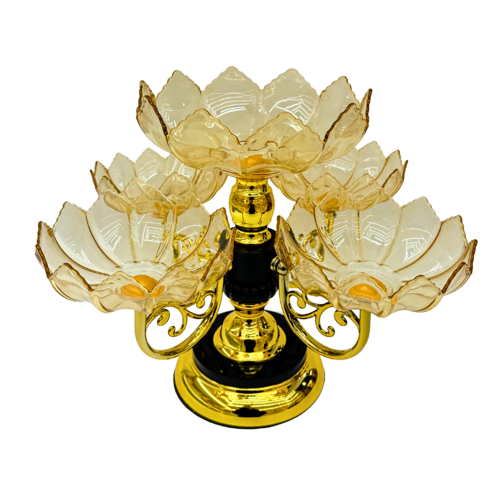 Five-head rotatable gold-plated plastic fruit plate for home gifts and living room decoration Item Picture