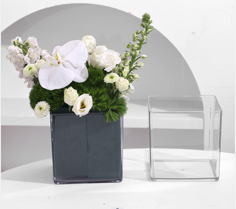 Transparent acrylic square VAT, high-transparency square flower box, flower care box, square flower box, flower shop fresh flower gift box detail image 8