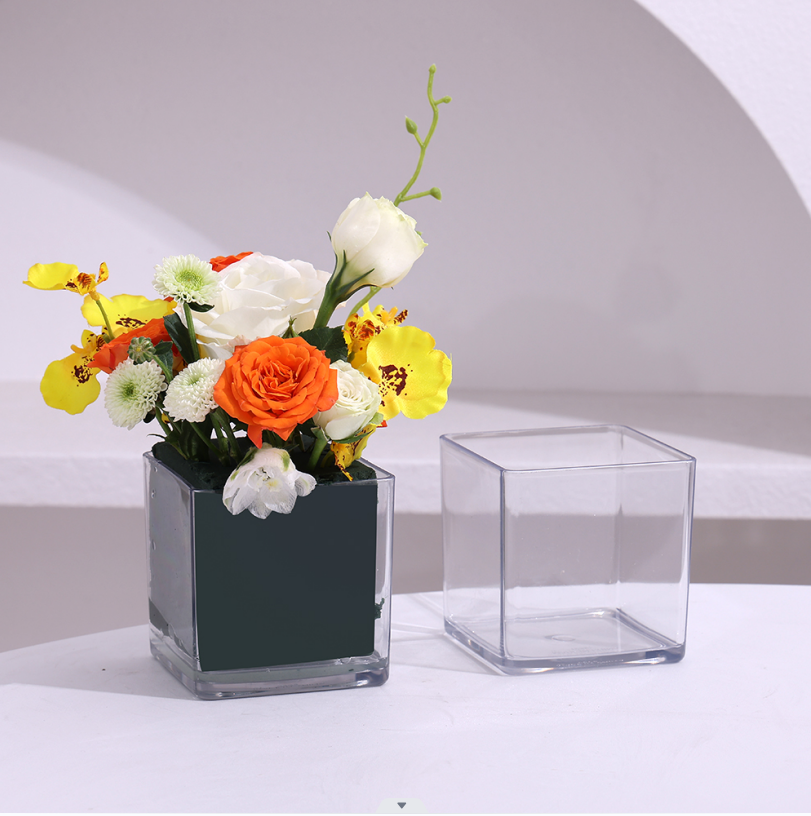 Transparent acrylic square VAT, high-transparency square flower box, flower care box, square flower box, flower shop fresh flower gift box detail image 7