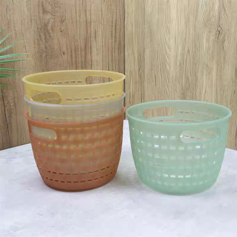 Desktop transparent woven storage basket for sundries, toys, kindergarten storage basket, bathroom cosmetics storage basket