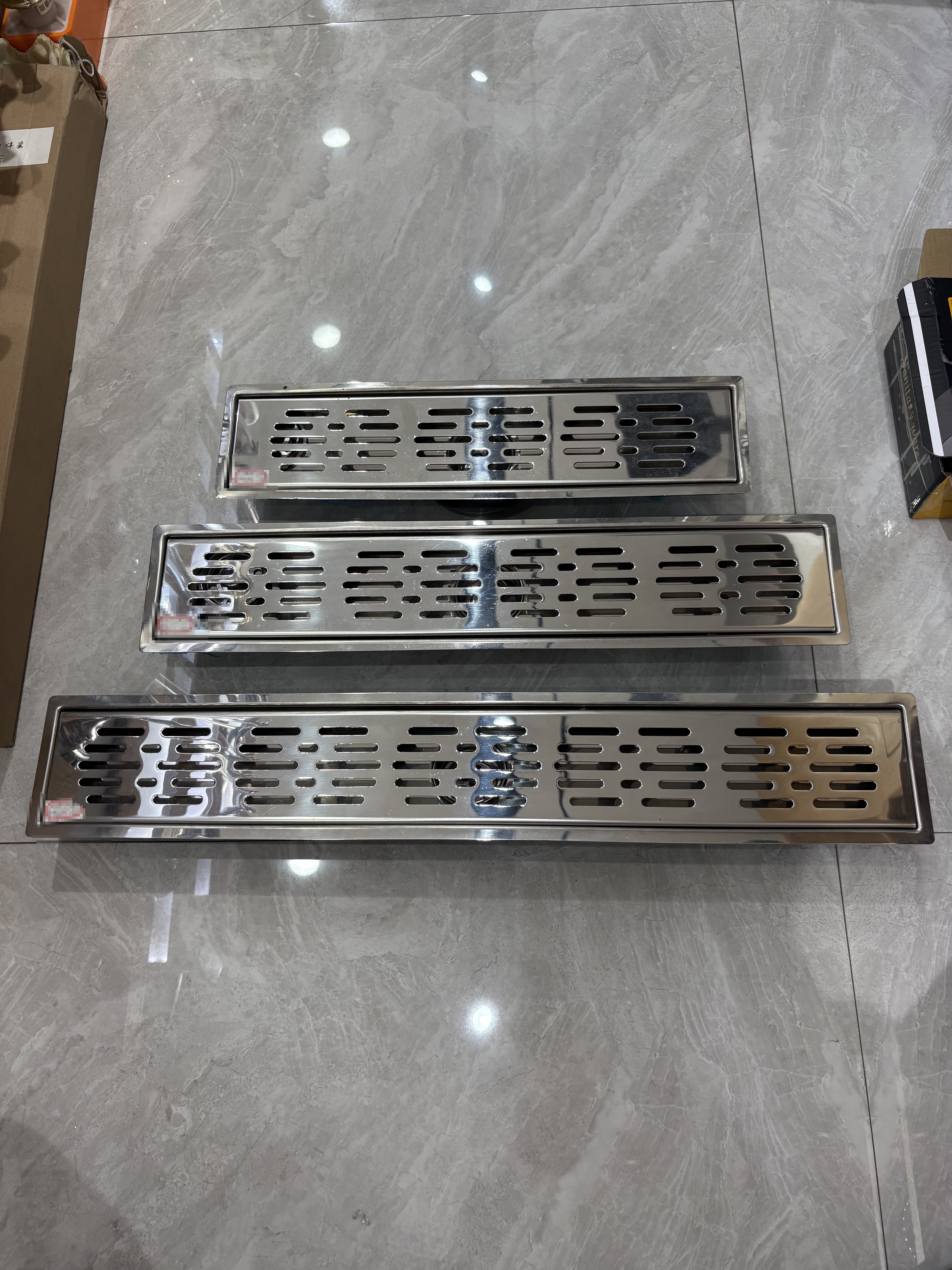 Long stainless steel bright rectangular floor drain, shower room, bathroom, 304 thickened large flow anti-odor floor drain