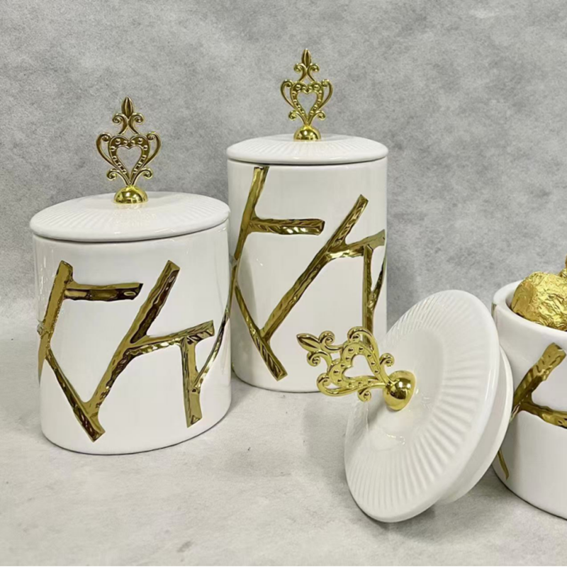 Ceramic sealed jars, food-grade storage jars, kitchen light luxury storage jars, decorative ornaments Specification image